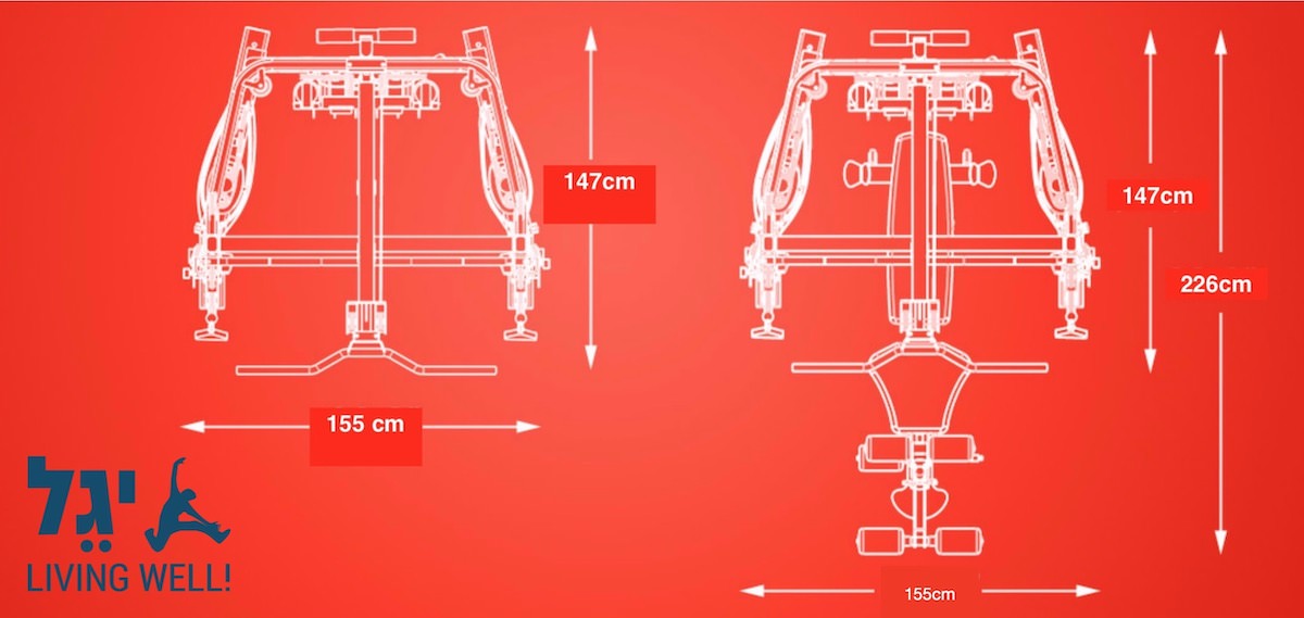 מולטי טריינר משולב סמיט משיין דגם FT2 מבית INSPIRE - מידות אורך גובה ורוחב מולטי טריינר משולב סמיט משיין דגם FT2 מבית INSPIRE - מידות אורך גובה ורוחב